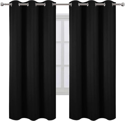 Black Thermal Blackout Curtains/42 x 72 Inch/Set of 2 Panels Room Darkening - Image 2