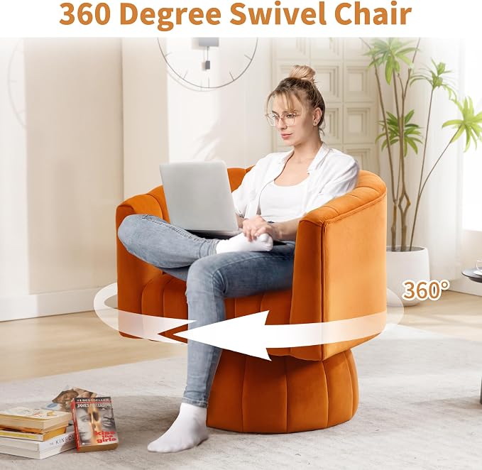 Swivel Accent Barrel Chair Set of 2- Cute Comfy Small Round 360° Arm Chair - Image 3