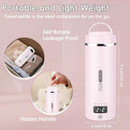 Travel Kettle Portable Electric Kettle with Plug-in Boiling & Keeps Warm via USB, Portable Water Boiler with 4 Temperature Settings, 304 Stainless Steel with Auto Shut-off 16oz(Pink)