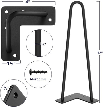 SMARTSTANDARD 12 Inch Heavy Duty Hairpin Furniture Legs, Metal Home DIY Projects - Image 2