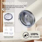20 oz Tumbler with Lids and Straws, Stainless Steel Insulated Coffee Tumbler, Double Wall Vacuum Insulated Travel Mug Cup, Leakproof Thermal Coffee Cup for Hot and Cold Drinks (cream)