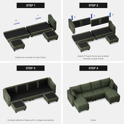 Belffin U Shaped Couch with Reversible Chaises Sectional Couches - Image 8