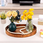 HouseJoy Acacia Wood Serving Tray with Handles, Decorative Ottoman Tray Platter for Breakfast in Bed, Living Room, Coffee Table, Lunch, Dinner, Bathroom, Candle Display,16.5"x13"