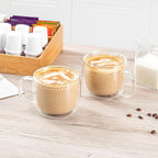 Restaurantware-Forma Professional 16.9 Ounce Double Wall Coffee Mugs, 2 Insulated Coffee Mugs With Handle - Dishwashable, Reusable, Clear Glass Beverage Cups, Freezable, For Hot Or Cold Beverages