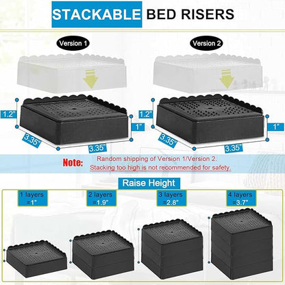 Bed Risers 1 inch, 2 inch, 3 inch, 4 inch Heavy Duty, Adjustable Furniture Riser - Image 2