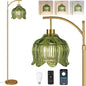 QIYIZM Glass Floor Lamp for Living Room, Mid Century Modern Brass Tall Lamp by QIYIZM