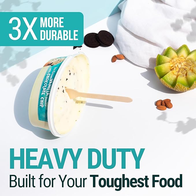 Disposable Wooden Spoons For Eating - 300pcs - Heavy Duty & Plastic Free - Our Guilt-Free FSC Certified Wood Protects Forests - A Great Alternative to Bamboo Spoons Disposable.