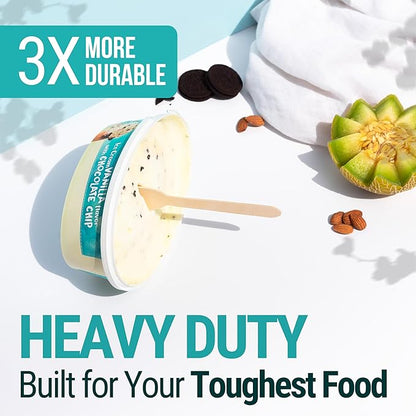 Disposable Wooden Spoons For Eating - 300pcs - Heavy Duty & Plastic Free - Our Guilt-Free FSC Certified Wood Protects Forests - A Great Alternative to Bamboo Spoons Disposable.