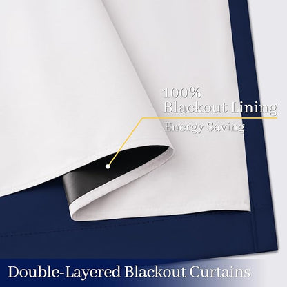 Yakamok Navy Blue 100% Blackout Curtains 63 Inches Long 50" Wide, 2 Panels | - Image 5