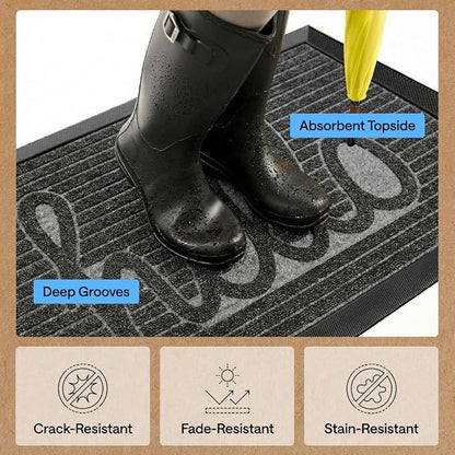 GORILLA GRIP 100% Waterproof All-Season WeatherMAX Doormat 35x23, US Designed - Image 5