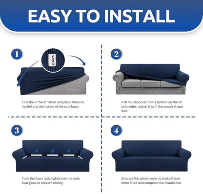 Stretch Loveseat Couch Cover, 2 Cushion Couch Slipcover, Elastic Bottom - Image 6