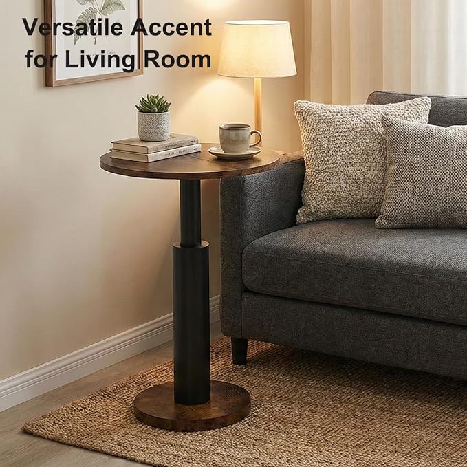 LAATOOREE Round Side Tables Set of 2, Pedestal Drink Table, Spacious Top - Image 8