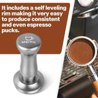 MEION Espresso Tamper 51mm Coffee Tamper, Calibrated Dual Spring Loaded Barista Tamper with Stainless Steel Base, Comes with aluminum storage pad (51MM, Silver)