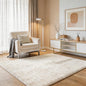 Creamy White Rabbit Striped Plush Rug 3'x5', Fluffy Faux Fur Shaggy Area Rug by CHOVY