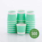 4 oz Light Green Paper Coffee Cup - Ripple Wall - 2 1/2" x 2 1/2" x 2 1/4" - 500 count box