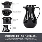 OCS Parts Easy Pour Thermal Coffee Carafe | 10-Inch Insulated Hot and Cold Beverage Pitcher Server for Coffee, Tea, Hot Chocolate and Water with Colored Tags for Easy Idenfication | 42-Ounce | Black