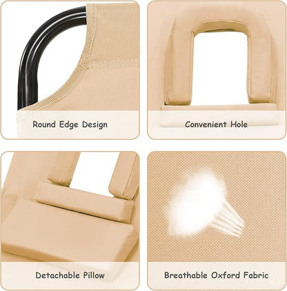 Folding Beach Lounge Chair w/ 5 Adjutable Backrest & Padded Pillow, Sunbathing - Image 7