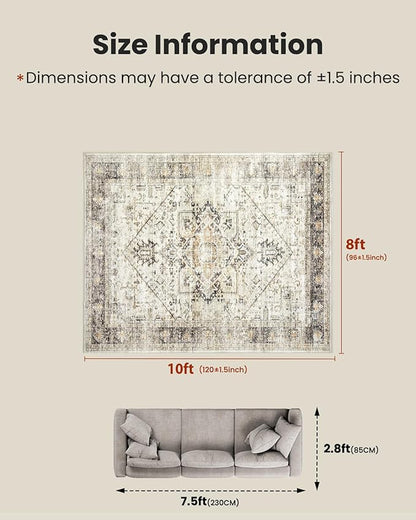 AMADA HOMEFURNISHING Washable Area Rug, Low-Profile Large Area Rug - Image 2