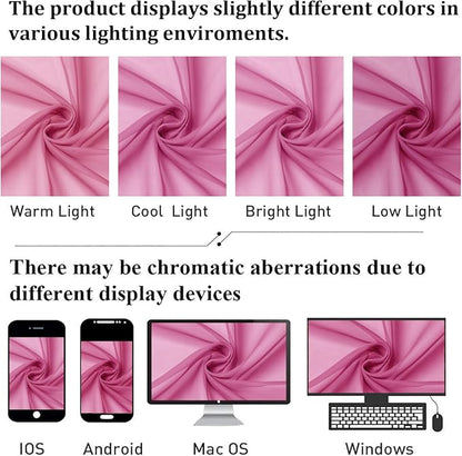 Hot Pink Sheer Curtains 54 Inch Length 2 Pcs, Solid Color Voile Modern - Image 4