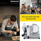 Commercial 12" Blade Meat Slicer 270W | Stainless Steel Electric Food Slicer Adjustable Thickness - Perfect for Restaurant, Deli & Home Use
