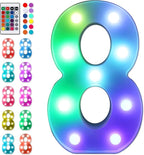Foaky Colorful LED Number Lights with Remote, Marquee Light Up Number Sign for Night Light Wedding/Birthday Party Battery Powered Christmas Lamp Home Bar Decoration (8)