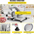 VEVOR Commercial Meat Slicer, 200W Electric Deli Food Slicer, 0-12mm Adjustable Thickness Electric Meat Slicer, 1200RPM Meat Slicer with 8.7'' Chromium-plated Steel Blade for Home & Commercial Use