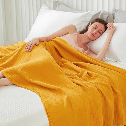 EMME Muslin Blankets for Adults Throw Blanket for Couch Breathable Gauze Soft - Image 3