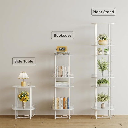 DGSANDGO White Side Table with Charging Station, Side Tables Living Room - Image 5