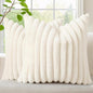 decorUhome Fall Faux Fur Throw Pillow Covers 22x22 Set of 2 Cream White | by decorUhome