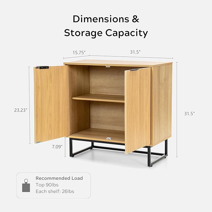 EYYTHUNG Fluted Storage Cabinet Sideboard Buffet Cabinet, Modern Accent Cabinets - Image 2