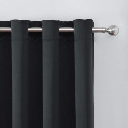 Black Blackout Curtains 66 x 63 Inch Length/Set of 2 Curtain Panels/Thermal - Image 6