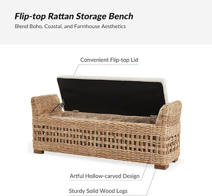 HULALA 56" Rattan Storage Bench - Image 8