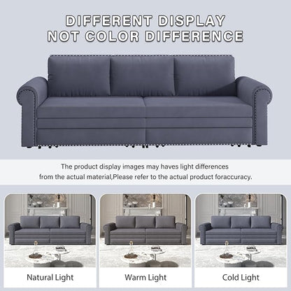 93.7" King Pull Out Sofa Bed, 3 in 1 Convertible Sleeper Sofa Couch 3-Seater - Image 9