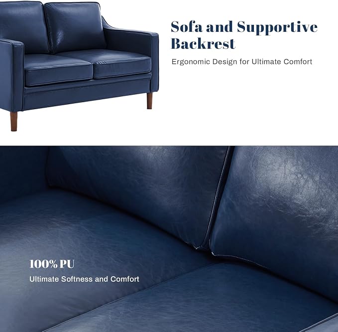 Kingfun Living Room Furniture Sets, 2 Armchair and Loveseat, Mid Century Modern - Image 6