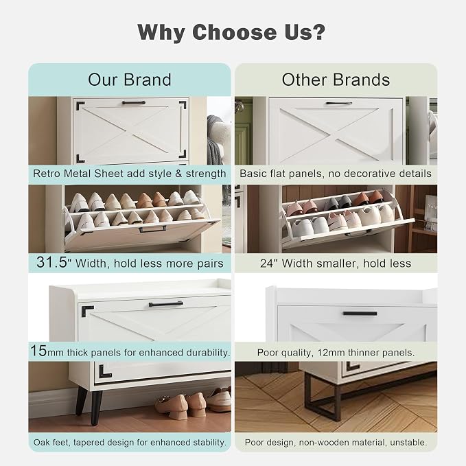 Barnyatoh Shoe Storage Cabinet, Farmhouse Shoe Organizer - Image 6