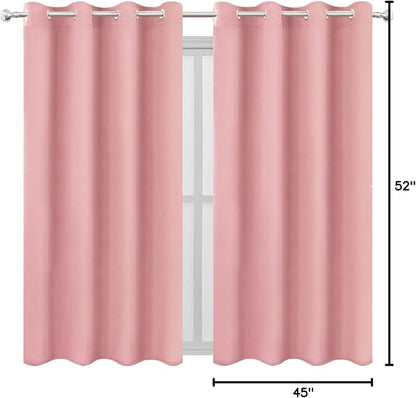 Pink Blackout Curtains/52 x 45 Inch Length Kids Curtains/Set of 2 Panels - Image 10