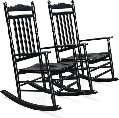 VINGLI Wooden Rocking Chair Outdoor Set of 2, Patio Rockers by VINGLI