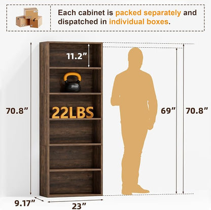 Furniwell 71" Tall Bookcase Bookshelves, 6 Tier Floor Standing Bookcases Open - Image 3