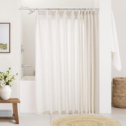 Natural Pinch Pleated Linen Curtains 72 Inches Long 72 Inch Wide | Semi Sheer by DUKIYO