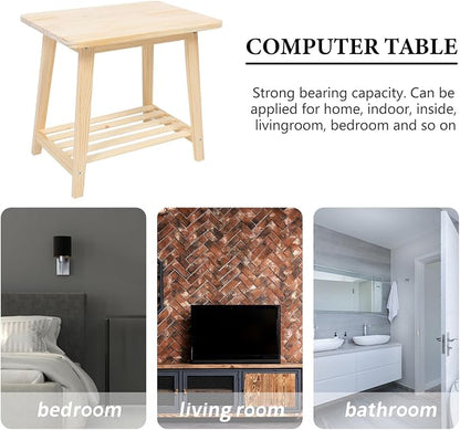 PRETYZOOM Nordic Style Small Solid Wood Sofa Side Table Living Room Coffee - Image 4