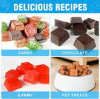 Mini Square-Terrace Silicone Chocolate Molds 50 Cavities - Walfos Non Stick Silicone Candy Molds, Silicone Molds for Chocolate, Candy, Gummy, Jelly, Ice Cubes, Food Grade & Dishwasher Safe, 4 Packs