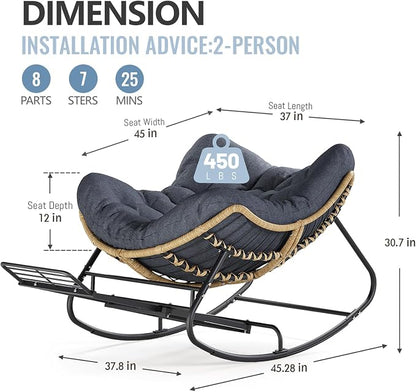 SWITTE Outdoor Papasan Rocking Chair - Image 2