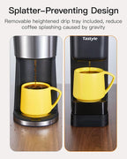 Single Serve Hot & Iced Coffee Maker with Strong Brew, 40oz Removable Reservoir, 6 Brew Sizes, Compatible with K Cup and Grounds, Compact for Home, Office, RV, Black & Gold (2.0 Version)