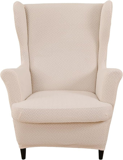 HAOYONG Jacquard Wingback Chair Cover Thickening Armchair Covers 2 Pieces by HAOYONG