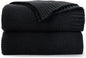 CozeCube Jet Black Seed Stitch Throw Blanket 60"x80", Farmhouse Decor | Blanket by CozeCube