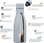 BJPKPK Insulated Water Bottle 12oz Small Stainless Steel Water Bottles Reusable Metal Thermos Keep Cold and Hot,Mist Grey