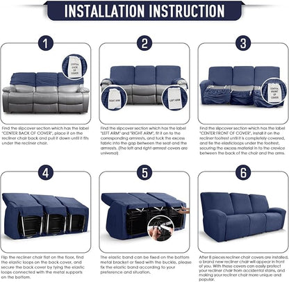 TAOCOCO Recliner Sofa Covers 8-Pieces Stretch Large Couch Covers - Image 6