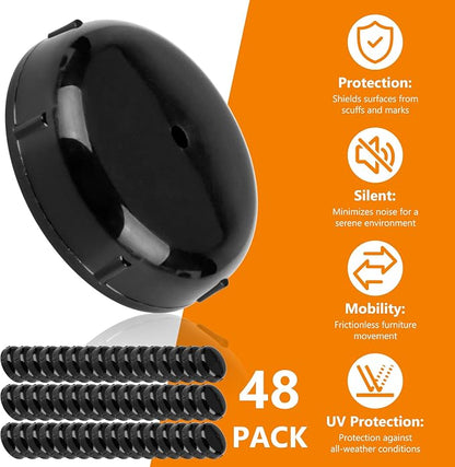 48-Pack Wrought Iron Patio Furniture Feet Caps 1-1/2 inch Round Plastic Outdoor - Image 8