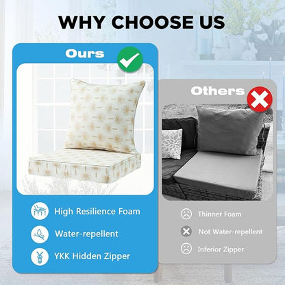 Outdoor Deep Seat & Back Cushion Set, 24 x 24 Inch Water Repellent and Fade - Image 6
