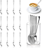 12 Pcs Mini Coffee Spoons with Holder 4.7 inch Demitasse Espresso Stainless Steel Spoons Tea Spoons set of 6 with Acrylic Cylinder Holder Small Coffee Spoons Silver for Coffee Bar Tea Party Home